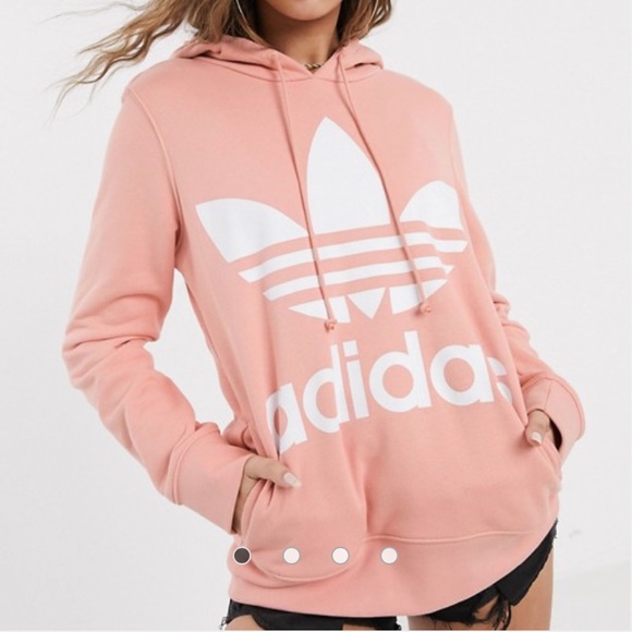 adidas pink trefoil hoodie women's